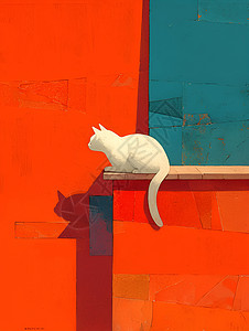 保护 墙白猫在墙壁上插画