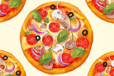 五彩斑斓的披萨图片