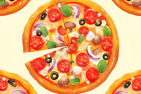 薄披萨多彩的披萨插画