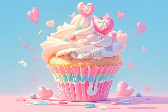 甜蜜粉色蛋糕图片