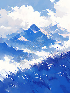 云雾缭绕的山峦插画