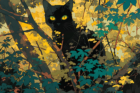 树林里的猫咪图片