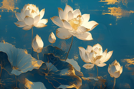 湖上的金莲花图片