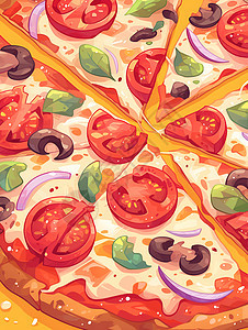 美味的番茄披萨背景图片