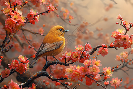 小鸟与鲜花鲜花绽放之美和小鸟背景