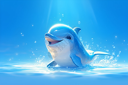 可爱的海豚在大海中图片