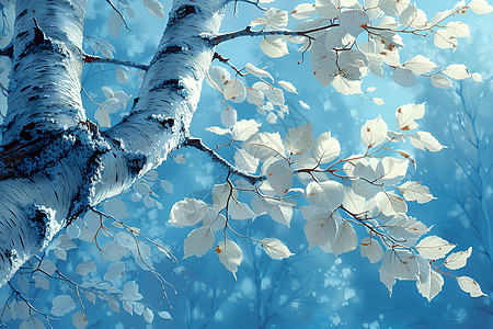 白桦树叶子图片