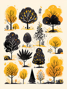 秋天的黄叶树林图片