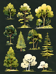 不同形状的树木图片