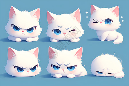 萌萌哒的白猫表情图片