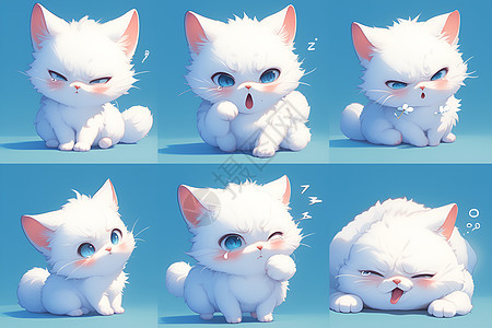 白猫情绪表情合集图片
