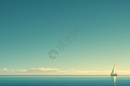 孤帆漂泊海洋中的宁静图片