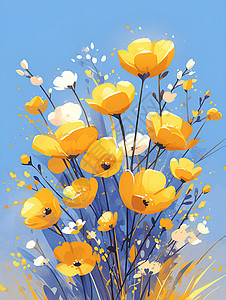 草地上的黄色花朵图片