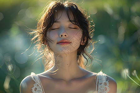 白纱裙的亚洲女孩图片