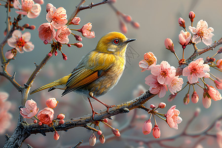 樱花枝上的鸟儿图片
