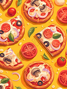 薄披萨美味的披萨插画