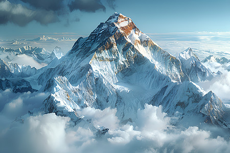 空中俯瞰雪山风景图片