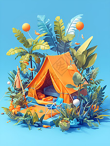 夏日里悠闲的帐篷高清图片