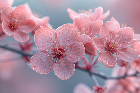 春日绽放的粉色花朵图片
