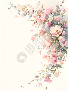 粉色郁金香在纯白背景下绽放图片