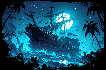 梦幻的幽灵海盗船图片