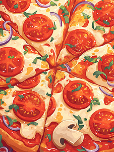 薄披萨健康美味的披萨插画