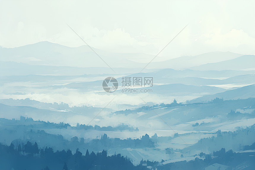 轻雾笼罩的山脉图片