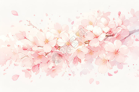 绽放的樱花艺术插画图片