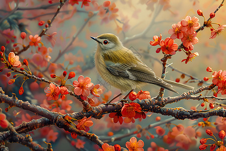 樱花树上的鸟图片