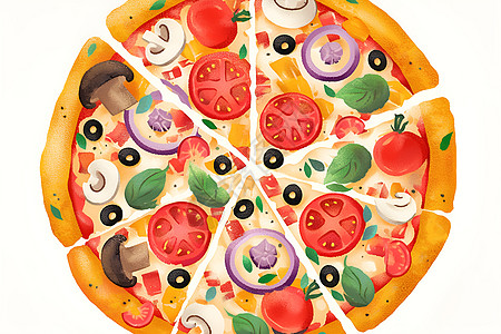 五彩斑斓的披萨图片