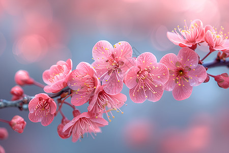 粉色桃花瓣盛放的粉色花朵背景