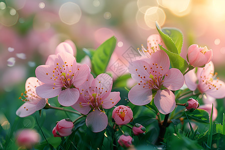 桃花枝娇艳的春日花朵背景