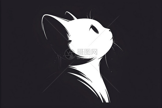 简约的线描小猫图片