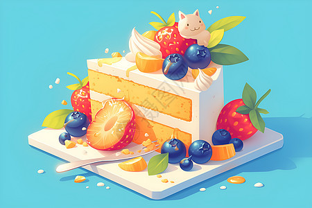 绚丽多彩的水果蛋糕图片