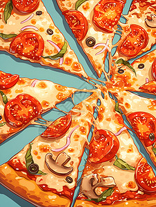 薄披萨唯美的披萨插画插画