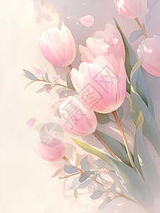 粉色郁金香插画背景图片
