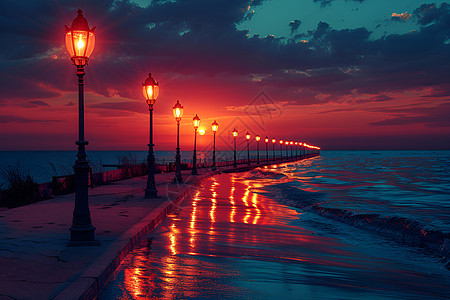 日落时分海边美景图片