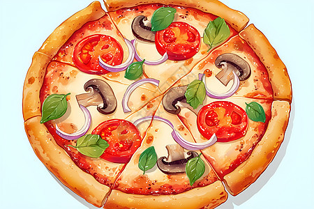 美味多种蔬菜披萨图片