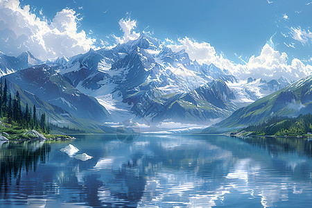 冰山湖畔美景图片