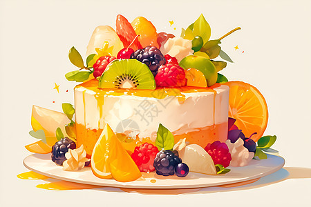 新鲜水果蛋糕图片