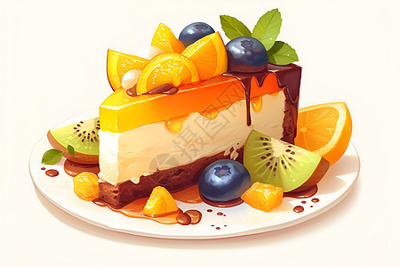 美味的水果蛋糕背景图片
