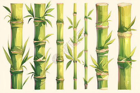 清新的竹子插画图片