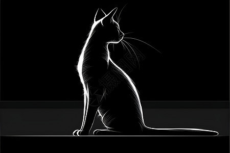 黑色线条猫咪图片