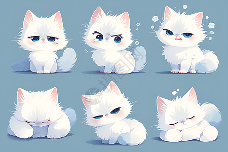 表情丰富的白猫图片