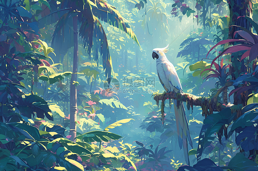 热带树林中的鸟类图片