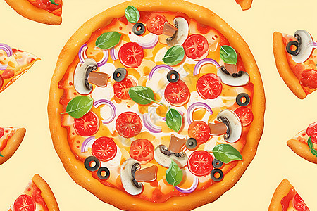 彩色蔬菜披萨图片