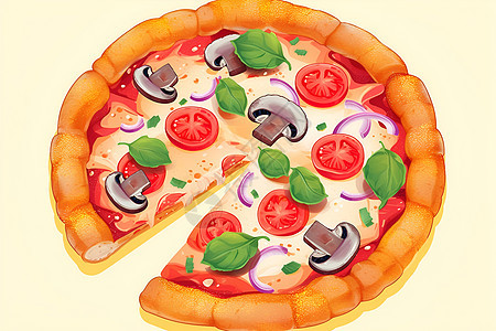 丰富蔬菜的披萨图片