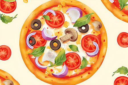 披萨中的蔬菜图片