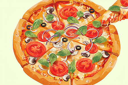 美味披萨插画图片