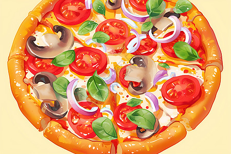 薄披萨营养的披萨插图插画